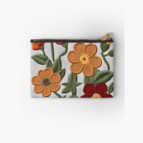 Item preview, Embroidered Flowers on Orange, Red and Yellow designed and sold by Ciervo Primavera.
