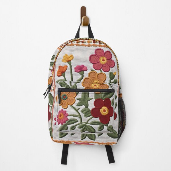 Item preview, Embroidered Flowers on Orange, Red and Yellow designed and sold by Ciervo Primavera.
