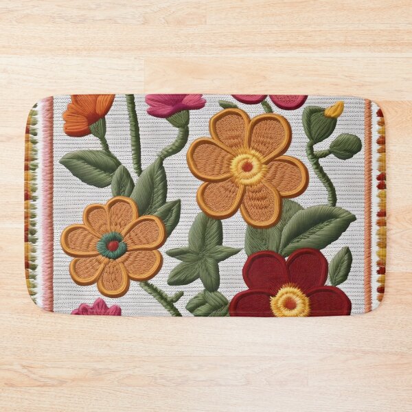 Item preview, Embroidered Flowers on Orange, Red and Yellow designed and sold by Ciervo Primavera.