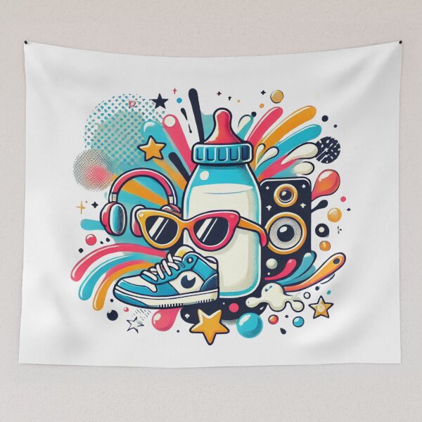 Item preview, Cool Baby Style: Milk, Music, and Swa-T-Shirt designed and sold by PixelMuse2024.