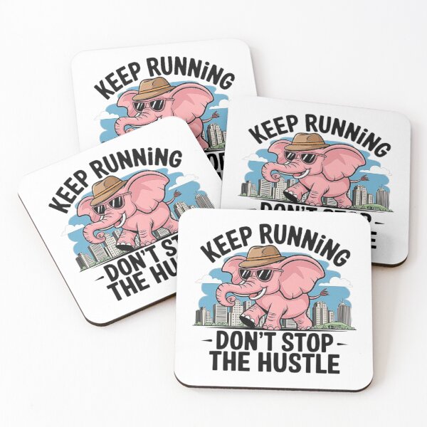 Item preview, Motivational Pink Elephant Running with Hustle Vibes designed and sold by love3617.