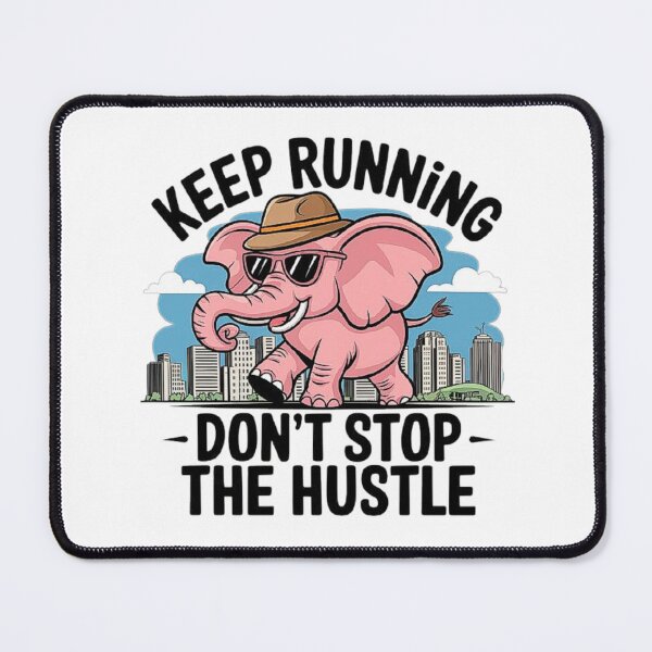 Item preview, Motivational Pink Elephant Running with Hustle Vibes designed and sold by love3617.