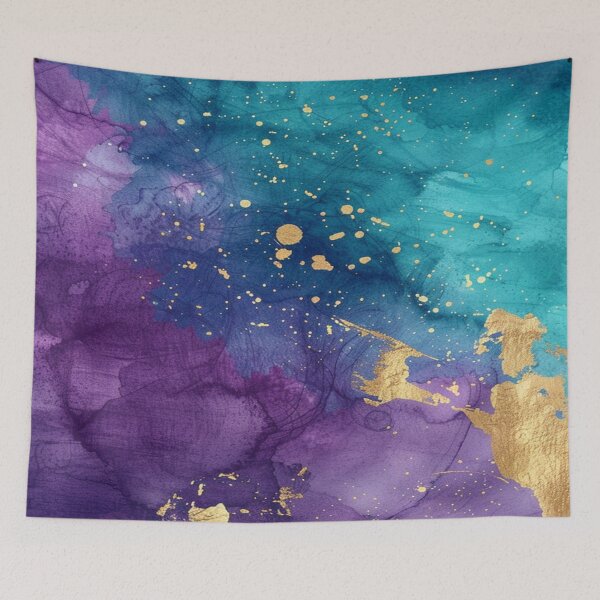 Item preview, Purple Teal and Gold Marble Abstract Design designed and sold by GODS4US.