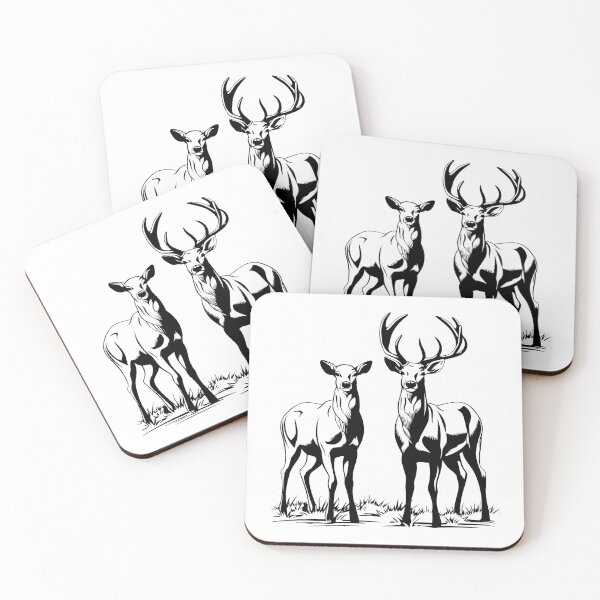 Item preview, Deer Buck Stag Couple Mate Hart Roe Elk Caribou Moose Game Hunt designed and sold by inkoutninja.