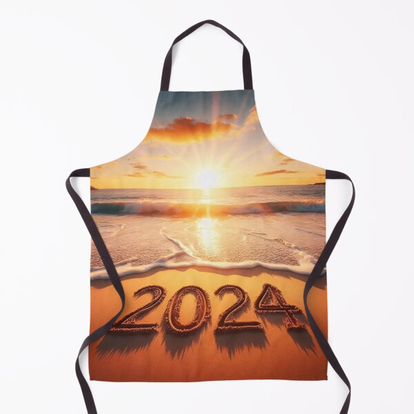 Item preview, The year 2024 is etched in the sand at the edge of the ocean as the sun sets over the horizon designed and sold by homydesign.