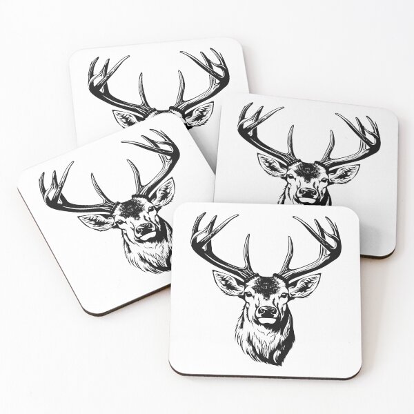 Item preview, Mule Deer Head Elk Buck Stag Fawn Moose Reindeer Horn designed and sold by inkoutninja.