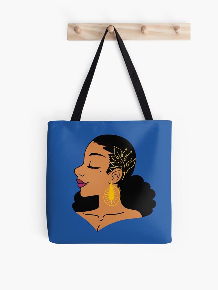 Thumbnail 1 of 2, Tote Bag, Black Woman - Breadfruit Theme designed and sold by vee-madinina.