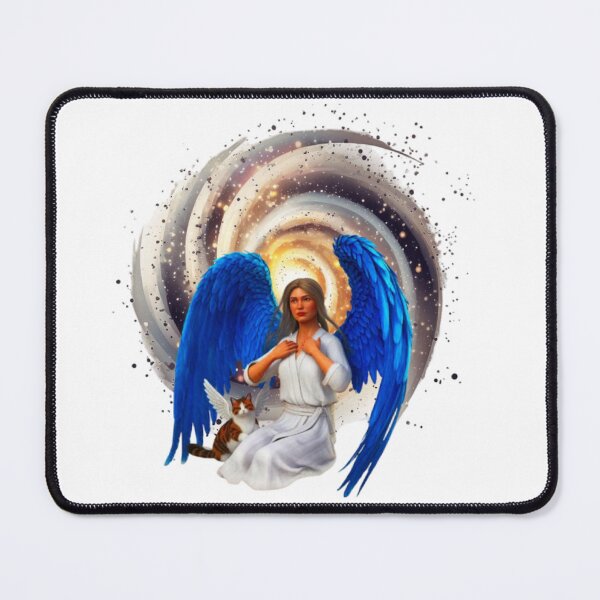 Item preview, Archangel With Beautiful Angelic Cat in the Cosmos designed and sold by DivineHaven.