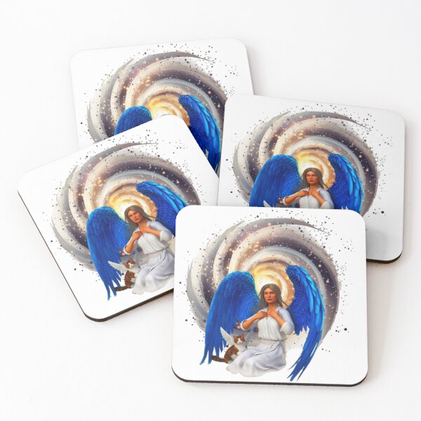 Item preview, Archangel With Beautiful Angelic Cat in the Cosmos designed and sold by DivineHaven.