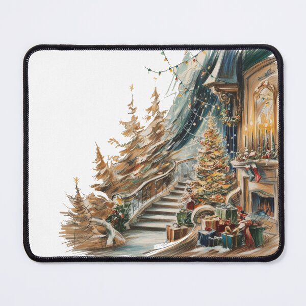 Item preview, A Christmas scene with a tree, a fireplace, and a staircase designed and sold by PWDigitalArt.