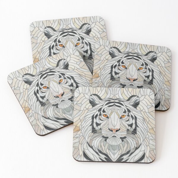 Item preview, White tiger - Stained Glass Mosaic Digital Art designed and sold by k9printart.