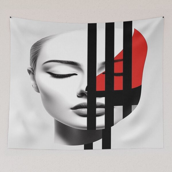 Aperçu de l'œuvre Femme au visage rouge créée et vendue par FashionMachine.