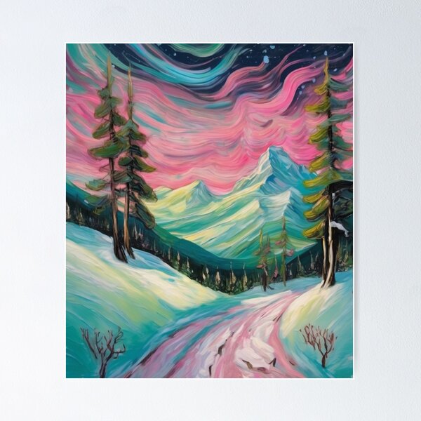 Item preview, "Enchanted Snowscape: Aurora Borealis and Refuge" designed and sold by Artisticanvas.