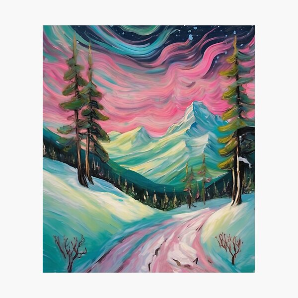 Item preview, "Enchanted Snowscape: Aurora Borealis and Refuge" designed and sold by Artisticanvas.