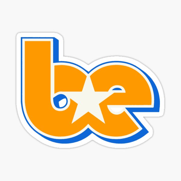 Vista previa del artículo con la obra «Logotipo de contorno con iniciales en contraste de estrella BE en naranja, azul y blanco», diseñado y vendido por aestheticqueen.