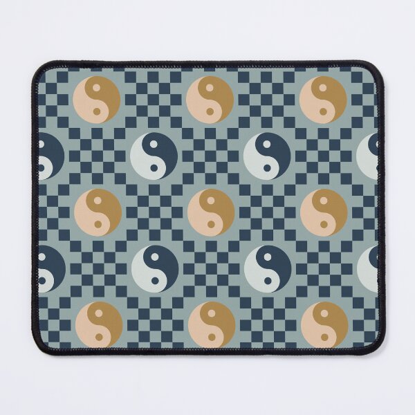 Item preview, Checkerboard Ying Yang Pattern 2 in Navy Blue and Gold Brown designed and sold by nineFlorals.