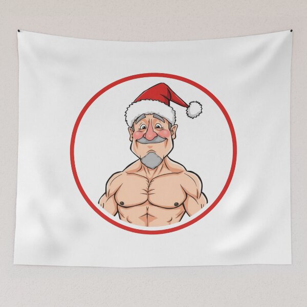 Item preview, Funny shirtless Santa Claus designed and sold by muscledaddies.