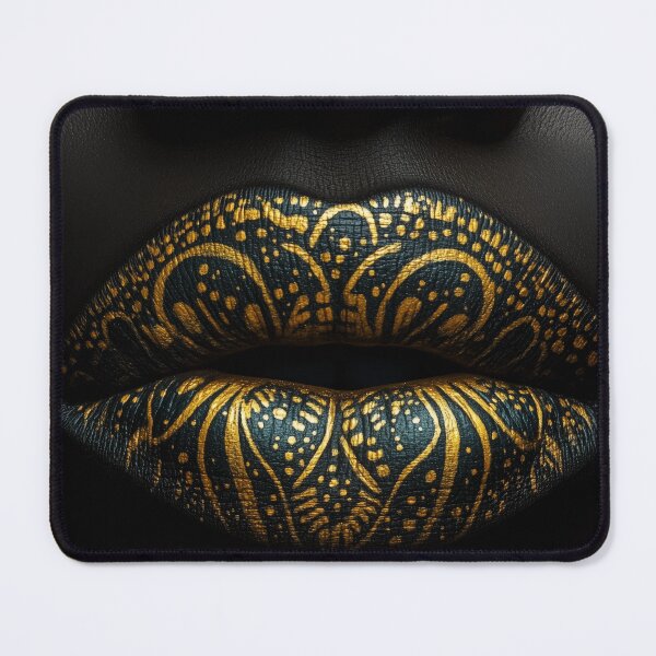 Item preview, Intricate golden patterns on bold black lips. designed and sold by DigiCre8.