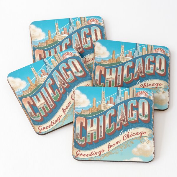 Item preview, Greetings from Chicago USA Vintage Travel Retro Postcard Design designed and sold by TravelPostcardGems.