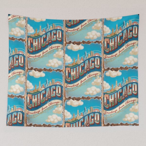 Item preview, Greetings from Chicago USA Vintage Travel Retro Postcard Design designed and sold by TravelPostcardGems.