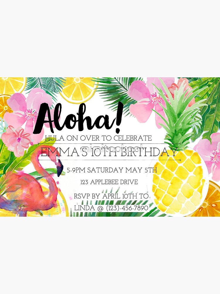 Del Norte Scully R Tarjetas de felicitación «Invitación adaptable de la fiesta de cumpleaños  hawaiana» de mimitookool | Redbubble