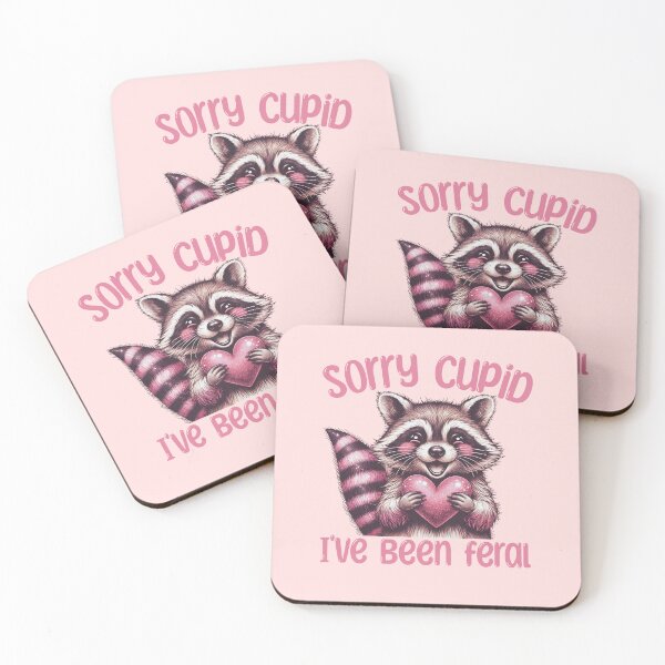Item preview, Sorry Cupid, I've been feral, Valentine's Day raccoon design designed and sold by InspireGlow.