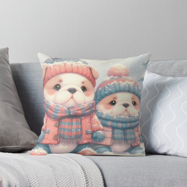 Item preview, Cute Kawaii English Bulldogs Winter Wonderland designed and sold by FaydeFlora.