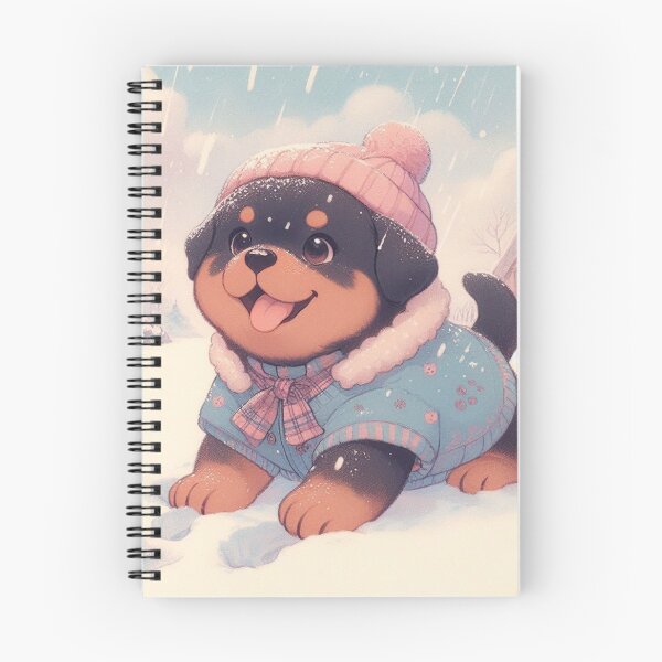 Aperçu de l'œuvre Chiot berger allemand kawaii mignon dans un pays des merveilles hivernal créée et vendue par FaydeFlora.