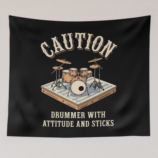 Item preview, CAUTION Drummer With Attitude And Sticks - Funny Drummer Art For Men Women Drum Set Drumming Lovers designed and sold by stmpdwrld.