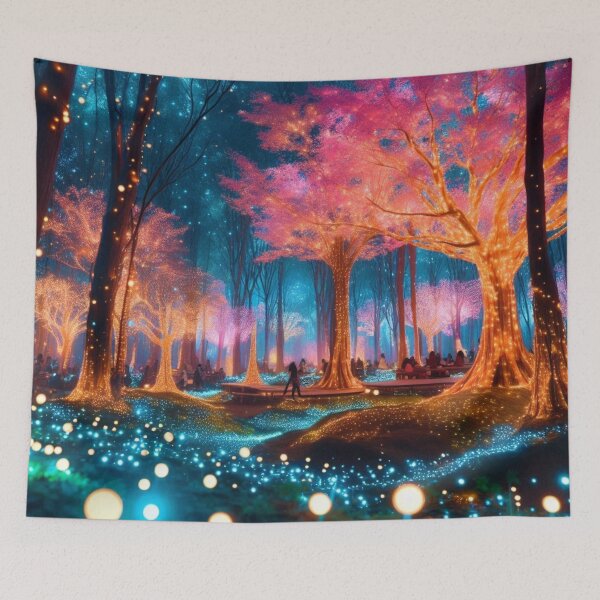 Item preview, Night Life Forest With Glowing Trees and Floating Lights. designed and sold by IrsathThaslima.