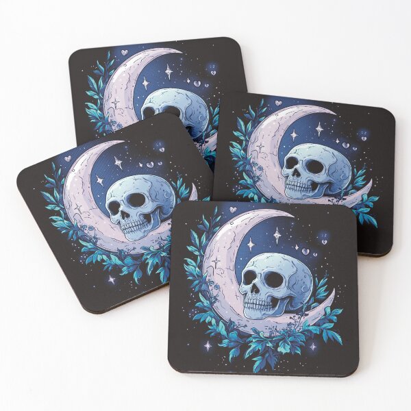 Item preview, AgathaRio - Mystical crescent moon and skull art, celestial gothic illustration designed and sold by SubtleSplit.