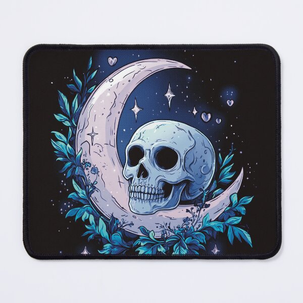 Item preview, AgathaRio - Mystical crescent moon and skull art, celestial gothic illustration designed and sold by SubtleSplit.