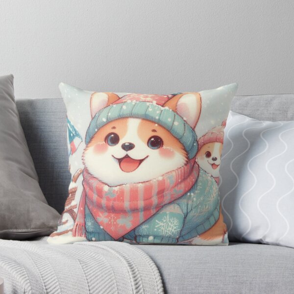Aperçu de l'œuvre Des chiots Corgi douillets dans un pays des merveilles hivernal créée et vendue par FaydeFlora.