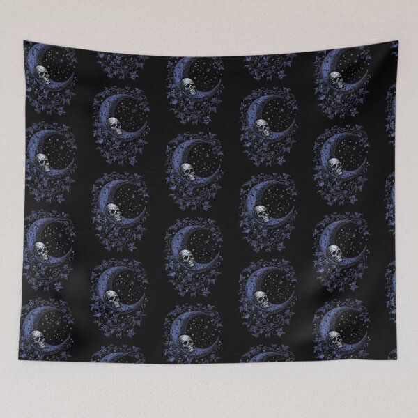 Item preview, AgathaRio - Gothic moon and skull design, celestial vines illustration, dark cosmic fantasy art designed and sold by SubtleSplit.