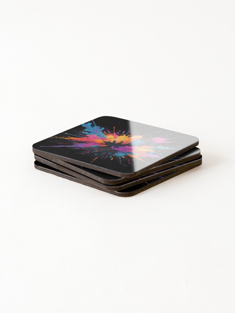Thumbnail 4 of 5, Coasters (Set of 4), Dark Abstract Colorful Explosion designed and sold by papi1998.