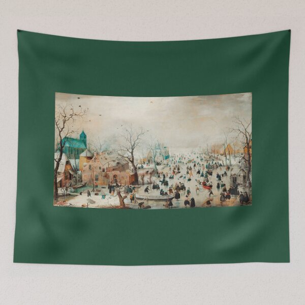 Item preview, Winter Landscape with Ice Skaters by Hendrick Avercamp 1608 designed and sold by PureVintageLove.
