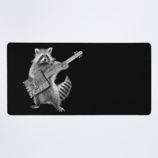 Item preview, Raccoon Vintage Coffee Box Guitar Player Black and White Art designed and sold by oz10.