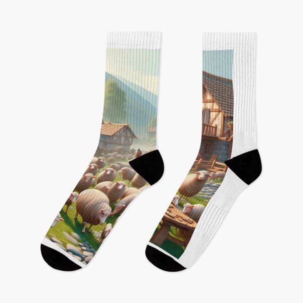 Item preview, Peaceful Medieval Village with Sheep and Cottages designed and sold by choder61.