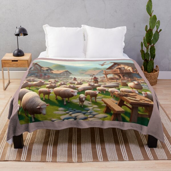 Item preview, Peaceful Medieval Village with Sheep and Cottages designed and sold by choder61.