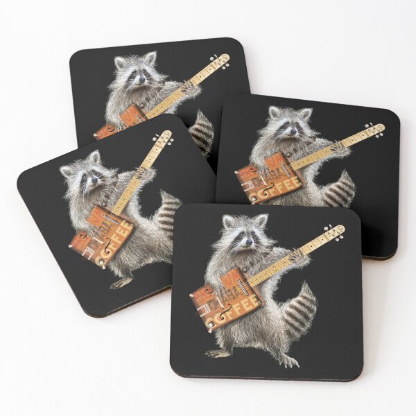 Item preview, Raccoon Vintage Coffee Box Guitar Player Art designed and sold by oz10.