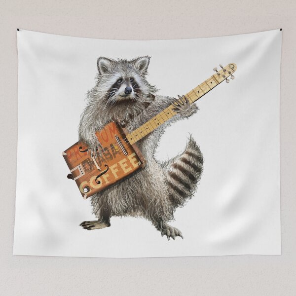 Item preview, Raccoon Vintage Coffee Box Guitar Player Art designed and sold by oz10.
