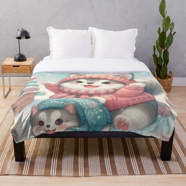 Item preview,  Cute Cozy Husky Puppies In A Winter Wonderland designed and sold by FaydeFlora.
