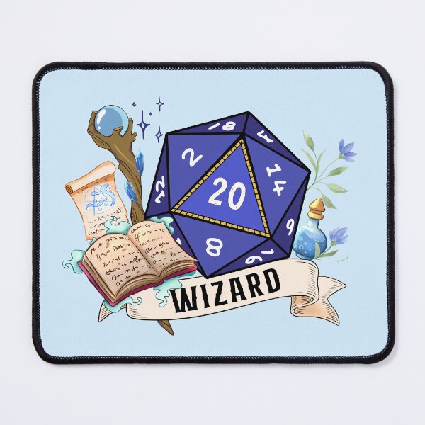 Item preview, WIZARD DND CLASS: Wizard D20 with spell book, staff and potion designed and sold by DungeonAtelier.