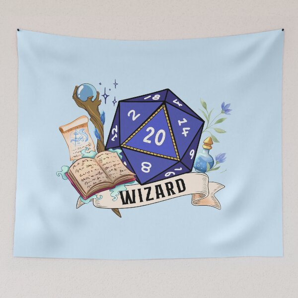 Item preview,  WIZARD DND CLASS: Wizard D20 with spell book, staff and potion designed and sold by DungeonAtelier.