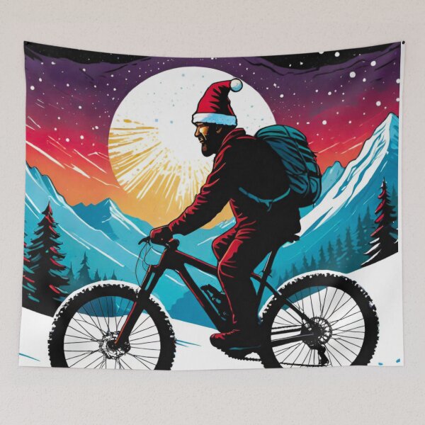 Item preview, Santa’s Downhill Demon MTB Ride in Snow designed and sold by GrizzlyCollective.