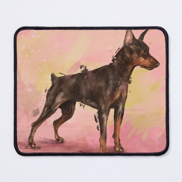 Item preview, Impressionistic Painting of a Doberman Pinscher on Pinkish Yellow Background designed and sold by ibadishi.