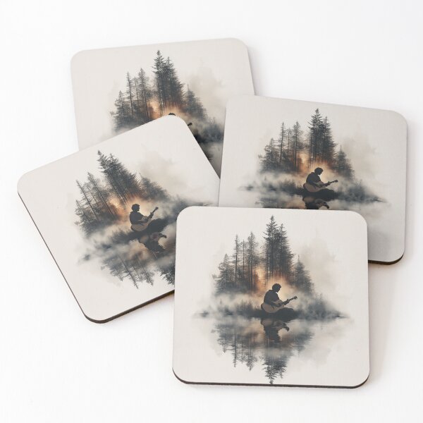 Item preview, Acoustic guitar merges beautifully with serene forest trees. designed and sold by gut2000.