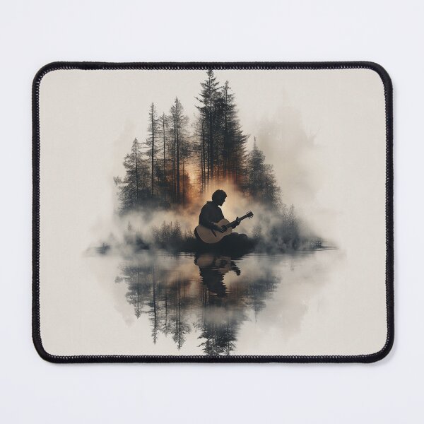 Item preview, Acoustic guitar merges beautifully with serene forest trees. designed and sold by gut2000.