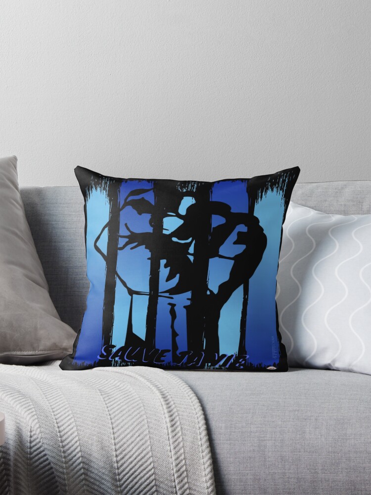 Aperçu 1 sur 4. Coussin avec l'œuvre Sauve ta vie. Modèle N°1 créée et vendue par Vinidal.