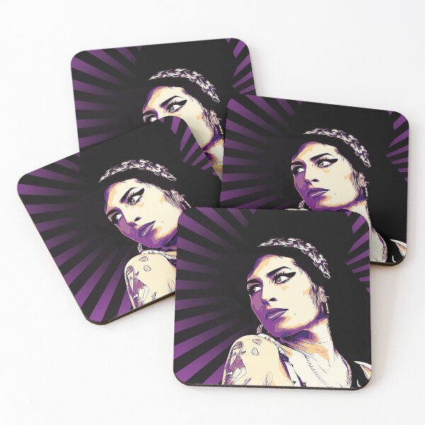 Artikelvorschau, Amy Winehouse in Lila und Schwarz entworfen und verkauft von FacesArt.